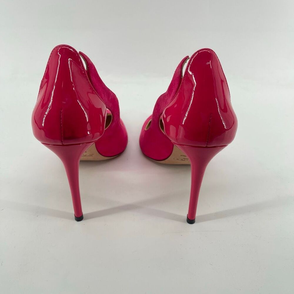 Jimmy Choo Saga 100 Pink Suede Patent Pointed Toe Pumps EU 37 US 7 - Picture 5 of 16